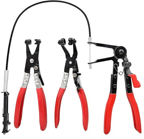 Klfte 3Pc Hose Clamp Removal Tool Kit with Long Wire Spring Hose Clamp for Car Coolant Radiator Heater and Water Hose with Flat or Large Clamps