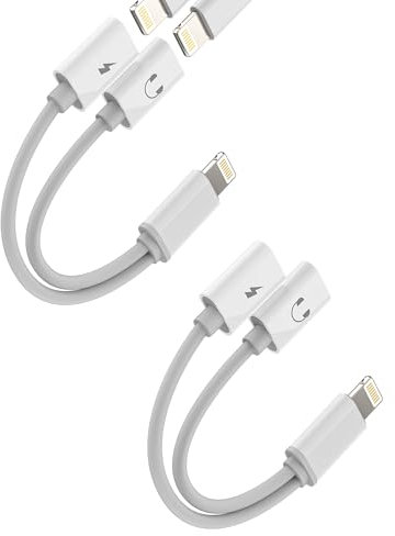 Adaptador Jack Lightning para iPhone(2Pack)Auriculares cargador Dongle Carga Audio Microfono Cascos Accesorios para Apple 14 13 12 Pro Max para iPad Aux Cable Auxiliar Coche Audifonos Conector zoyuzan