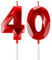 Red 40th Birthday Candles for Cake, Number 40 Candle for 40th Birthday Decorations, 3D Design Cake Topper Decor for Boy Girl Women Men Birthday Theme Party Weddings Anniversary Celebration Supplies