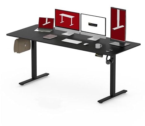 SANODESK Höhenverstellbarer Schreibtisch 200 x 80 cm Schreibtisch Höhenverstellbar Elektrisch Ergonomischer Steh-Sitz Tisch Computertisch für Heimbüro Homeoffice(schwarz)