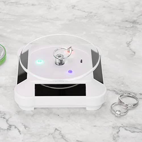 ZJchao Schmuck Rotierendes Ständer, LED Licht Rotierender Schmuck Ausstellungsstand Solar Showcase 360 Grad Drehscheibe Rotierende Uhr Telefon Schmuck Organizer Display Stand Drehbühne