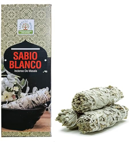 Namaste India weißer Salbei Räucherstäbchen 120 Stück - Hexa 6 Packungen mit je 20 Stäbchen | Premium-Qualität für Haus, Büro, Yoga, Meditation, Entspannung und Heilung