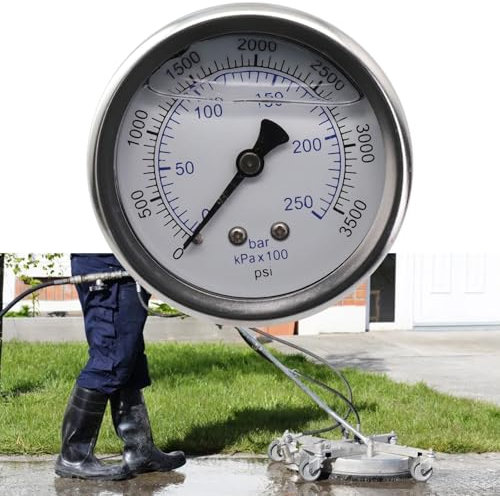 Pressure Washer Gauge,250Bar/3500Psi,M14x1.5 Thread Pressure Washer Pressure Gauge,For High-pressure Cleaners Of 2.2/3/4/5.5KW
