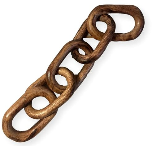 Thorness Rustic Wooden 5-Link Chain Ornament for Home Decor, Ideal for Living Room, Shelf, and Coffee Table Decoration