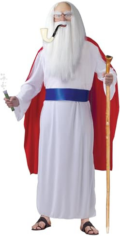 FIESTAS GUIRCA | Druide Kostüm für Erwachsene (54-56/XL) - Umhang, Gürtel und Tunika für Gallo-Partys, Halloween und Karneval - Ideal für Männer bei Feiern und Events - Weiß und Rot