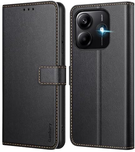 Ganbary Handyhülle für Xiaomi Redmi Note 14 5G Hülle, Premium Leder Klapphülle [Kartenschlitzen] [Magnetverschluss] [Standfunktion] kompatibel mit Redmi Note 14 5G Schutzhülle, Schwarz