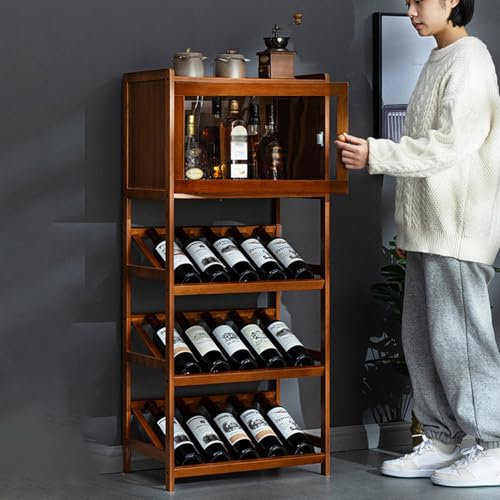 Armoire de rangement en acrylique transparent pour le salon et la cuisine, la maison, le bar, le buffet, marron (52 x 32 x 116 cm)