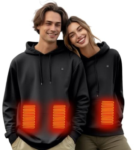 2024 Heizjacke für Damen und Herren Beheizbare Jacke mit 3 Temperaturstufen Langarm Kapuzenjacke Unisex Winterjacke USB Elektrische Daunenjacke Beheizter Übergangsjacke Outdoor Thermo Sweatjacke