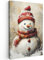 MuchoWow© Impression sur Toile Decoration Murale Peinture 40x60 cm Tableaux Decoratifs Muraux Déco Chambre Cadeau Noel Tableau Salon Bonhomme de neige - Hiver - Neige - Beige