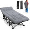 ATORPOK SHOP Campingbett feldbett klappbar, Faltbar Gästebett bis 200 kg für,mit Seitentasche, tragbares Campingliege，Outdoor, Garten, Reisen, Camping, Indoor (Grau)