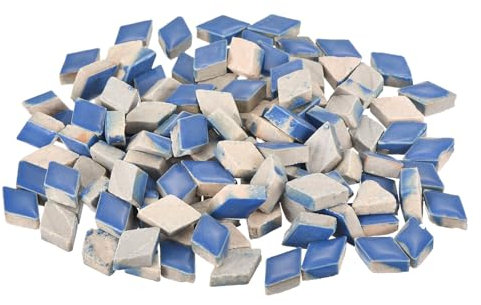 QUARKZMAN 200g Keramik Mosaikfliesen für Bastelbedarf, Rautenförmige blaue Keramikfliesen für Mosaik-Sets Garten Trittplatten Cup Mat