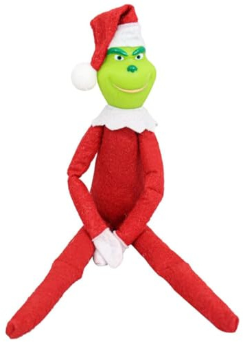 ENIXWH Plüschtier Grinch Weihnachten Hunde Plüsch Puppe Stuffed Toy Wurfkissen Stofftier Geschenke für Kinder Mädchen Jungen (Rot)