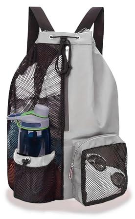 dellyy Mochila Natacion, Bolsa Piscina, Mochila Piscina, Deportiva Impermeable De Gran Capacidad, Unisex, Adecuada para Baño, Natación, Fitness, Viajes (Rosa) (Gris)