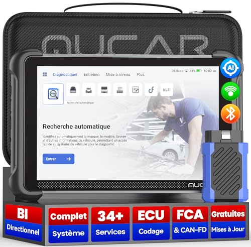 mucar 892BT AI Valise Diagnostic Auto,Bidirectionnel obd2 Diagnostic Français,Codage ECU,34+ Réinitialisations,Diagnostic de Tous Les systèmes, Guide V.A.G, FCA AutoAuth, CANFD&DOIP, Gratuit à Vie