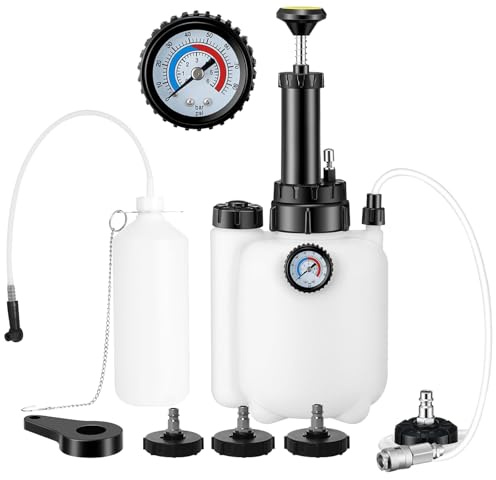 3L Brake Bleeder Kit, Manual Brake Bleeder Vacuum Pump Kit, Brake Fluid Bleeder Kit With 1l Brake Bleeder Bottle And 4 Master Cylinder Adapters, Brake Bleeding Kit Suitable for Most Vehicles
