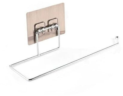 Handtuchrollenhalter unter dem Schrank, Selbstklebender Kleiderbügel, Organizer für Küchen- und Badezimmerregale, Bars, Haushaltsgeräte, Silber, 27 x 7 cm
