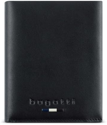 bugatti Romeo Geldbörse komplett aus Leder, RFID-Portemonnaie Flag, schwarz