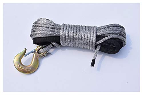 Corde de treuil synthétique, Crochet de corde de treuil gris de 1/4 * à 50 pieds, corde uhmwpe durable for UTV ATV UTV, câble de treuil synthétique, corde à plasma Pour véhicule tout-terrain, 4x4, VT