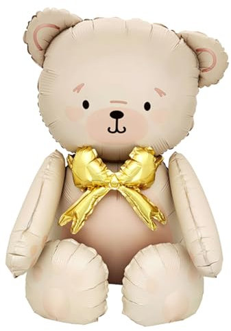 XXL Folienballon Teddybär, Luftballon Bär für Babyparty, Süßer Folienballon Baby Bär, Bären Geburtstagsdeko Junge Mädchen, für Bär Themenparty, Geburtstag, Fotografiezubehör