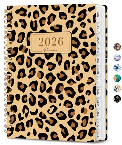Planer 2026, Wochen- und Monatsplaner für Damen, Januar 2026 - Dezember 2026, Hardcover 2026, Kalender Planer Buch mit Registerkarten, Innentasche, Spiralbindung, perfekt für Büro, Zuhause