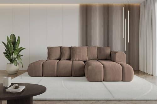 ALTDECOR Ecksofa mit Schlaffunktion L-Form Cloud-L-v1 280x185x90 - Braun | Corner Sofa Bett Eckcouch Couch Wohnlandschaft Cauchsofa