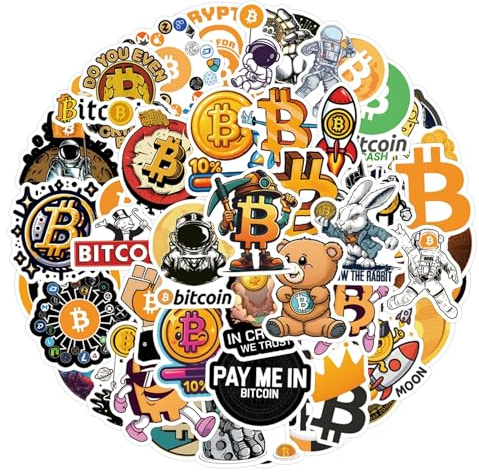 Affoto Bitcoins Aufkleber für Laptop(50PCS),Geschenk für Kinder Jugendliche Erwachsene,Bitcoins ästhetisch Wasserdicht Vinyl Stickers für Auto,Motorräder Fahrrad Gepäck Scrapbook,Skateboard Gitarre