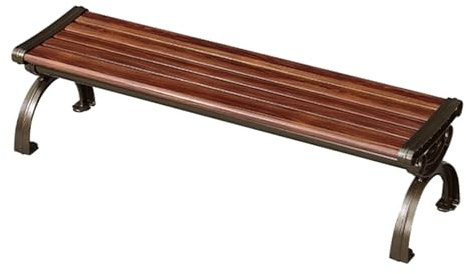 YUNHEST Gartenbank Ohne Armlehnen, Parkbank for Freizeit Und Wohngebiete, Gartenhocker Aus Aluminiumguss, 1,2 M, Ohne Rückenlehne, Zinklegierung, Walnussfarben(150 * 43cm(59.06 * 16.93in))