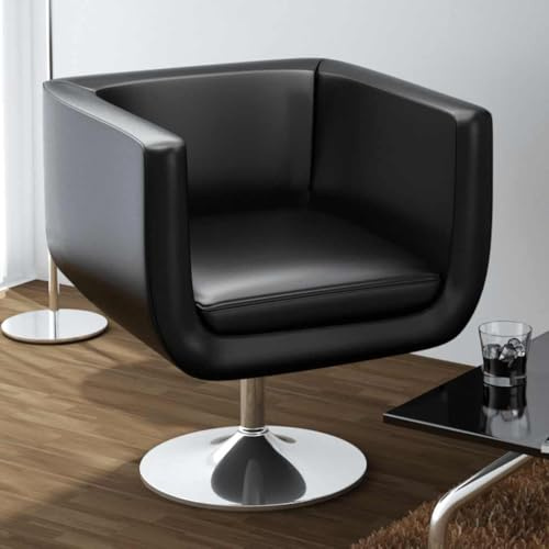 Owoxanthellate Drehbarer Barsessel Schwarz Kunstleder Höhenverstellbar 63 x 59 x 66,5-75,5 cm Chromfuß Belastbar 110 kg Modernes Design für Wohnzimmer Büro Küche
