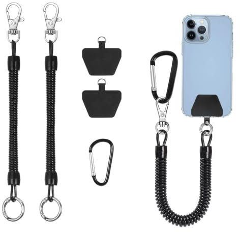 COYUN Gancio Telefono Sci,2 Pezzi Laccio Telefono, Cordini Antifurto per Telefono, Cordini a Spirale, per Attività All'aperto, Escursionismo, Arrampicata