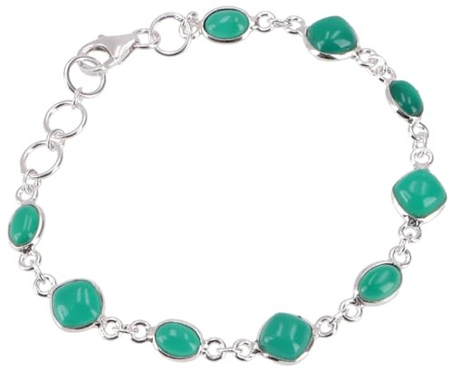 GURU SHOP Indisches Boho Silber Armband, Edelsteinarmband, 925 Silber | Filigrane Fassung, flexible Länge 16,5-20 cm, eleganter Boho-Stil, leuchtende Amethyste, einzigartiges Schmuckstück