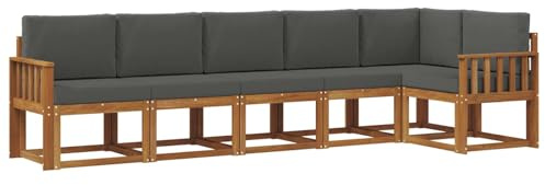 vidaXL Outdoor-Sofagarnitur mit Kissen 6 pcs Natur und Anthrazit, Modernes Garten-Sofa, Langlebiges Outdoor-Sofa-Set, Lounge-Möbel für die Terrasse, Bequeme Sitzgelegenheiten