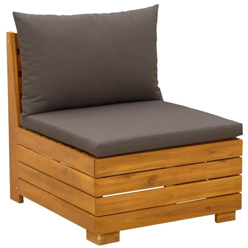 vidaXL Garten Mittelssofa Massivholz Akazie Braun, Garten-Sofa-Set, wetterfester Akazienholz-Sitz, modernes Möbel für Terrasse, Lounge, Balkon-Sitzgruppe