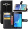 HualuBro Galaxy J3 2016 Hülle, Premium PU Leder Leather Wallet HandyHülle Tasche Schutzhülle Flip Case Cover für Samsung Galaxy J3 2016 / J3 (2016) Duos / J3 2015 Smartphone (Schwarz)