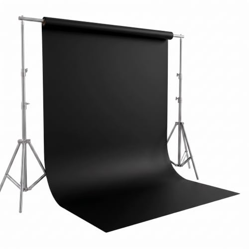 Seamless Background Paper, Photo Backdrop 1.35m x 10m/ 4.4ft x 32.8ft | Black Photography Backdrop, Back Drop Roll for Portrait, Product, Pet, Drawing, Art on Thick Card Frame - Pure Black
