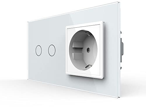 LIVOLO Funk Serienschalter Touch und Steckdose mit Glasrahmen VL-C702R/C7C1EU-11-A Weiß