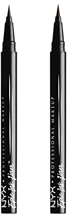 NYX PROFESSIONAL MAKEUP Epic Ink Liner, wasserfester flüssiger Eyeliner, schwarz (2 Stück), vegane Formel