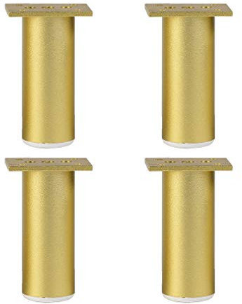 Pieds de Meubles en Réglables en Doré Cylindrique Métal,pour Canapé,Table Basse,Table,Chaise,Meuble TV,Table de Chevet,avec Vis(Hauteur Réglable: (0-12) mm) Lot de 4
