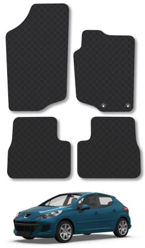 Peugeot 207 (2006-2015) 3mm Rubber Car Mats | Tailored Fit Durable Floor Mats Full Coverage Protection Waterproof Accessories Easy Clean Anti Slip Made in the UK