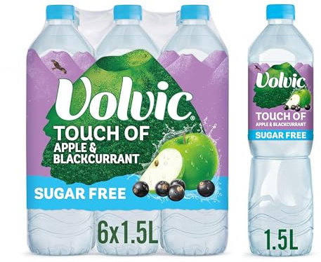 Volvic Touch of Fruit Sugar Free Apple Blackcurrant Flavoured Water, 6x1.5L