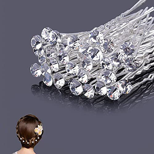30pcs Pince à cheveux de diamant en forme de U,Épingle à cheveux de Diamants forme, Épingle à Cheveux de Marriage,Mariée Perle Fleur Cristal Épingle à Cheveux pour Mariage Accessoires pour Cheveux