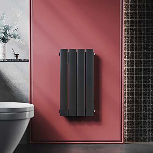 ELEGANT Heizkörper Flach 600 x 311 mm Heizkörper klein einlagig Anthrazit Vertikal Heizkörper mit Mittelanschluss Design Heizkörper