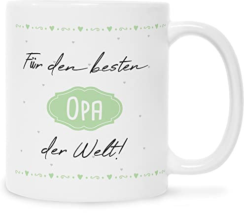 Bedruckte Tasse mit Spruch - Für den besten Opa der Welt! - Herzliche Geschenke - Geschenk für Opa Geburtstag Weihnachten - zum Vatertag - für Ihn - Farbe: Opa Weiß