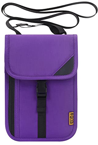 ihreesy Brustbeutel mit RFID Schutz, Leichte Reisegeldbeutel Brusttasche Reise Nackentasche Umhängetasche Jungen Mädchen Reise Organizer für Handy Geld Schlüsselkarten und Reisepass,Lila