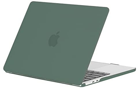 EooCoo Hülle Kompatibel mit MacBook Air 13.6 Zoll M4 M3 M2 2025 2024 2022 (A3240 A3113 A2681) mit Touch ID, Ultradünne Hartschale Schutzhülle Snap Case Cover für Mac 13 - Mattes Mitternachtsgrün