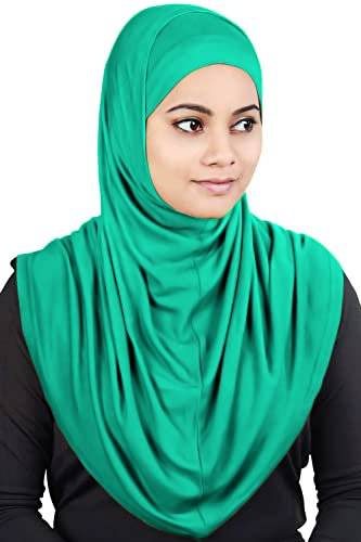MyBatua Al-Amira Hijab für Damen, 2-teilig, mit Unterschal/Mütze/Haube, aus weichem Viskose-Jersey, gebrauchsfertig, HJ-129, Blaugrün, Einheitsgröße