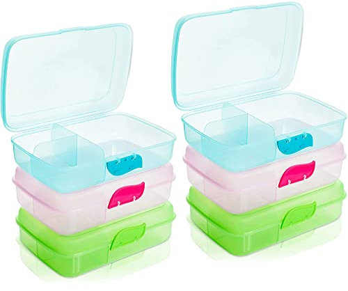 2friends Brotdose mit Fächern, 6er Set Brotdosen, Lunchbox, Bento Box, Brotzeitbox, Frühstücksbox, BPA Frei, 100% Recycelbar, Ideal für Schule, Uni, Camping, Reisen, Ausflüge, Model: Emilia