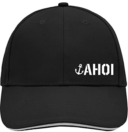 Huuraa Cappy Mütze AHOI Anker Seemannsgruß Geschenk Black/Light Grey AHOI Anker Präsent
