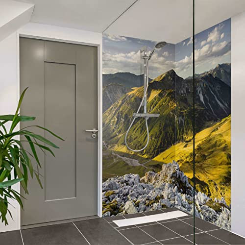 Bilderwelten Eck-Duschrückwand Aluverbundplatte 2x 200x100 cm Berge Tal Lechtaler Alpen Tirol Bad-Rückwand Motiv fugenlose Wandverkleidung Dusche