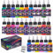 Smalltongue Airbrush Farben 28 Farben, inklusive Reiniger, Verdünner, Metallic-Farben, Neonfarben und Reinigungspinsel-Werkzeuge, Acryl-Airbrush-Farbset für Leder, Schuhe, Metall