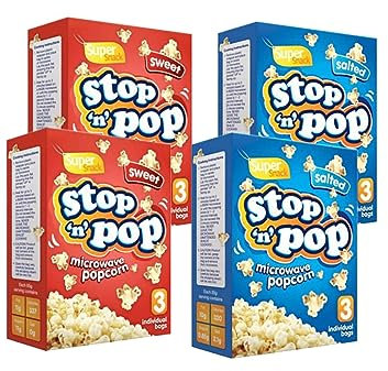 Stop N Pop Microwave Popcorn Sweet and Salted Flavour Popcorn 3 x 85g per bag (12 x 85g)